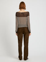 Proenza Schouler Back full length image of model wearing Maxine Pant in Suede in Wood