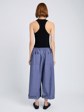 Proenza Schouler Back full length image of model wearing Kayla Pant in Brushed Poplin in Slate