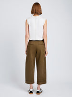 Proenza Schouler Back full length image of model wearing Dori Pant in Fine Herringbone in Wood