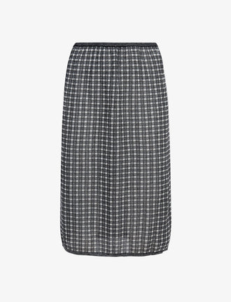Proenza Schouler flat image of Lori Knit Skirt in Plaid Knit in off white/black