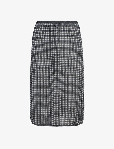 Proenza Schouler flat image of Lori Knit Skirt in Plaid Knit in off white/black