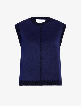 Proenza Schouler Still Life image of Emily Sweater in Plaited Viscose Rib in Dark Ink