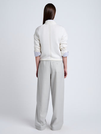 Proenza Schouler Back full length image of model wearing Shea Sweater in Plaited Viscose Rib in Off White