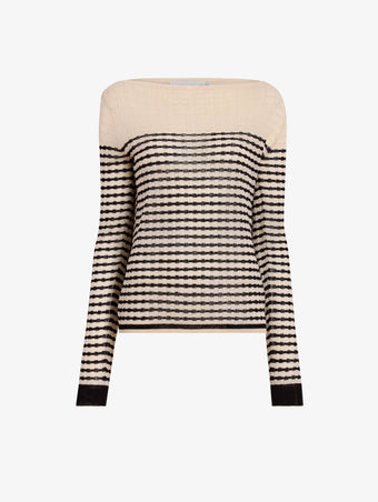 Proenza Schouler flat image of Britta Sweater in Breton Stripe in chalk/black
