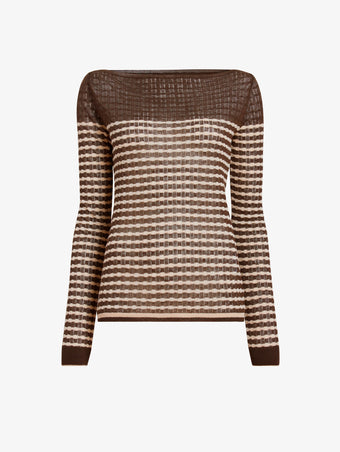 Proenza Schouler flat image of Britta Sweater in Breton Stripe in wood/chalk