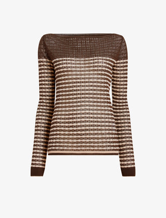 Proenza Schouler flat image of Britta Sweater in Breton Stripe in wood/chalk
