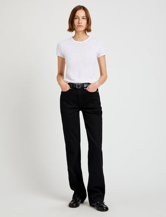 Proenza Schouler Front full length image of model wearing Quincy Top in Crochet in White