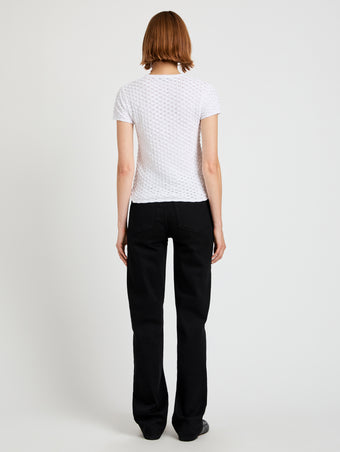 Proenza Schouler Back full length image of model wearing Quincy Top in Crochet in White