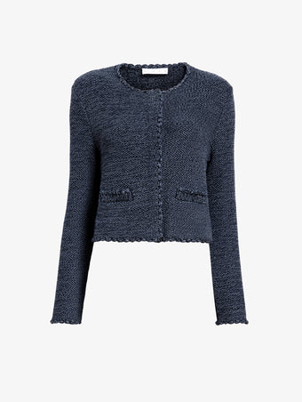 Proenza Schouler flat image of Nidia Macrame Jacket in Cotton in navy/slate