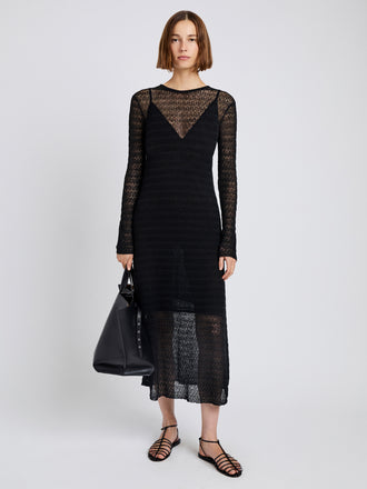 Proenza Schouler front image of model wearing Miriam Dress in Crochet in black