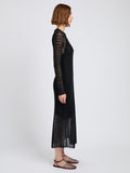 Proenza Schouler side image of model wearing Miriam Dress in Crochet in black