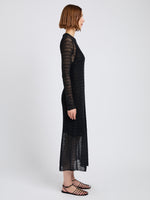 Proenza Schouler side image of model wearing Miriam Dress in Crochet in black