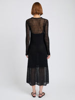 Proenza Schouler back image of model wearing Miriam Dress in Crochet in black
