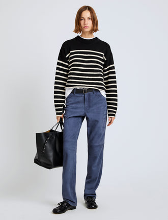 Proenza Schouler front image of model wearing Nia Sweater in Bobble Boucle in black/white