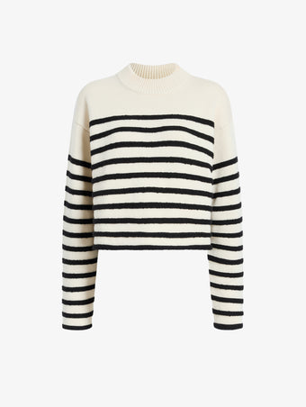 Proenza Schouler flat image of Nia Sweater in Bobble Boucle in white/black