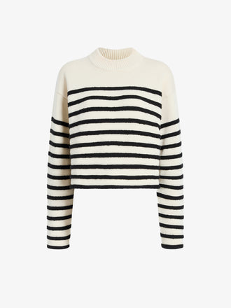 Proenza Schouler flat image of Nia Sweater in Bobble Boucle in white/black