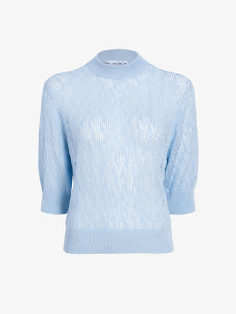 Proenza Schouler Still Life image of Nicola Knit Sweater in Plaited Viscose Rib in Light Oxford