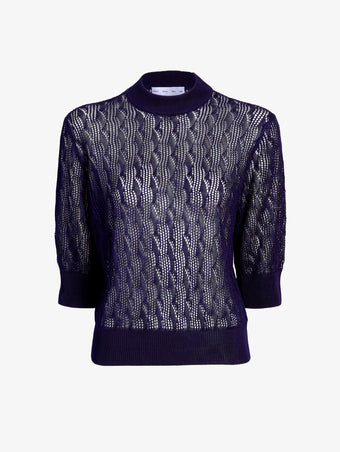 Proenza Schouler Still Life image of Nicola Knit Sweater in Plaited Viscose Rib in Dark Ink
