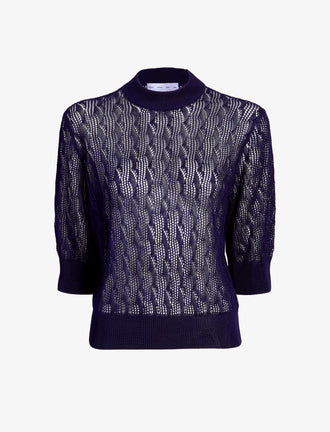 Proenza Schouler Still Life image of Nicola Knit Sweater in Plaited Viscose Rib in Dark Ink