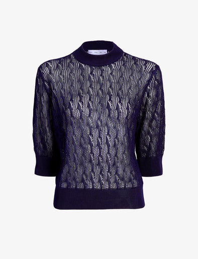 Proenza Schouler Still Life image of Nicola Knit Sweater in Plaited Viscose Rib in Dark Ink
