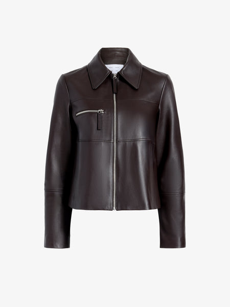 Proenza Schouler White Label Annabel Jacket in Leather - Chocolate
