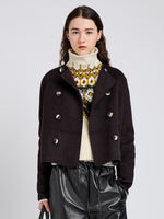 Proenza Schouler Front cropped image of model wearing Courtney Jacket in Double Face Wool in Hickory