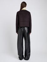 Proenza Schouler Back full length image of model wearing Courtney Jacket in Double Face Wool in Hickory