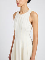 Proenza Schouler Detail image of model wearing Bronwyn Dress in Merino Wool Twill in Bone