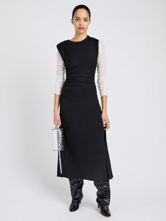 Proenza Schouler Front full length image of model wearing Mimi Dress in Crepe Jersey in Black