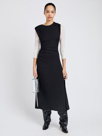 Proenza Schouler Front full length image of model wearing Mimi Dress in Crepe Jersey in Black