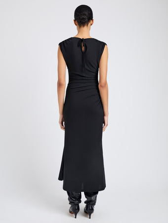 Proenza Schouler Back full length image of model wearing Mimi Dress in Crepe Jersey in Black
