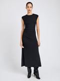 Proenza Schouler Front full length image of model wearing Mimi Dress in Crepe Jersey in Black