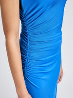 Proenza Schouler Detail image of model wearing Mimi Dress in Crepe Jersey in Sea