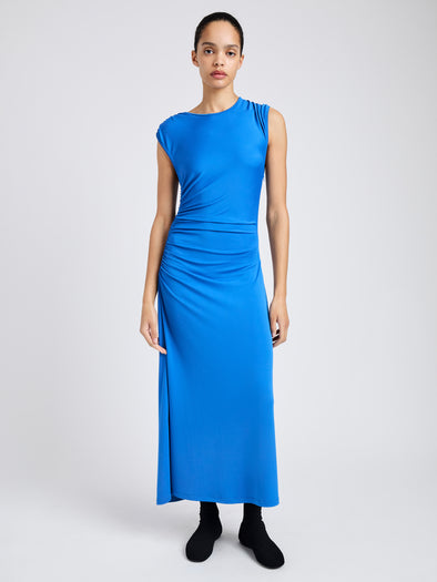 Proenza Schouler Front full length image of model wearing Mimi Dress in Crepe Jersey in Sea