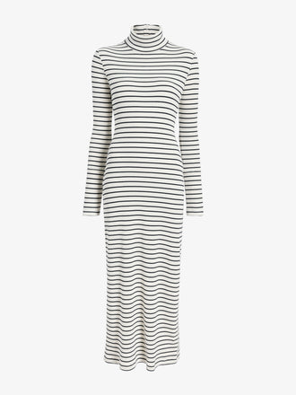 Proenza Schouler Still Life image of Frances Dress in Stripe Rib in Ecru, black