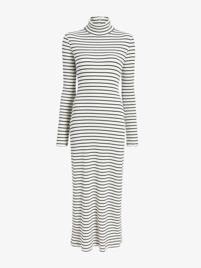 Proenza Schouler Still Life image of Frances Dress in Stripe Rib in Ecru, black