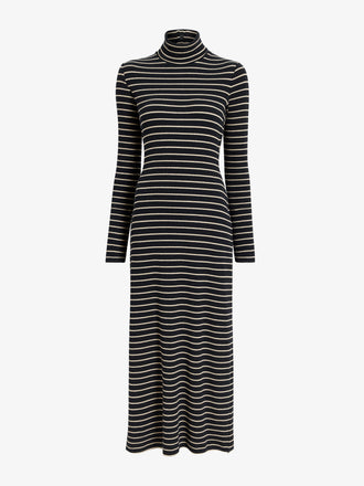 Proenza Schouler Still Life image of Frances Dress in Stripe Rib in Black, mushroom