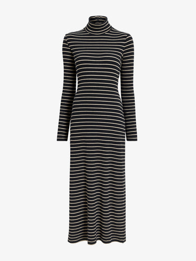Proenza Schouler Still Life image of Frances Dress in Stripe Rib in Black, mushroom