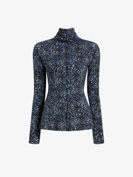 Proenza Schouler Still Life image of Audrey Top in Cheetah Jersey in Navy Multi