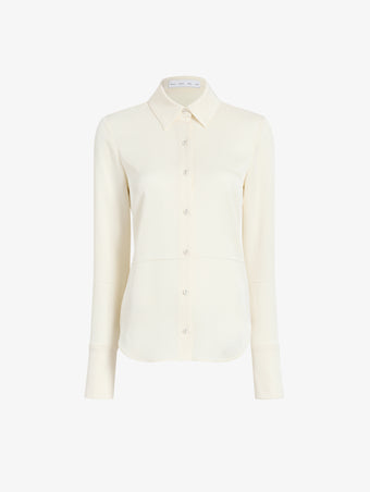 Proenza Schouler Still Life image of Maddi Shirt in Merino Wool Twill in Bone