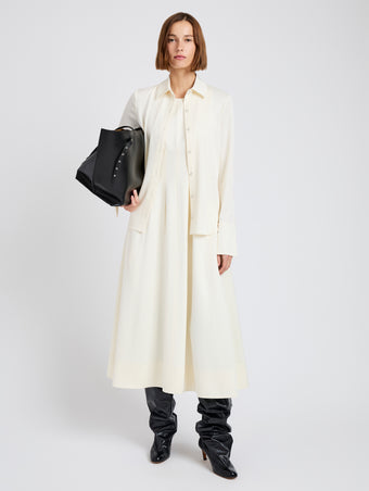 Proenza Schouler Front cropped image of model wearing Maddi Shirt in Merino Wool Twill in Bone