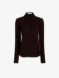 Proenza Schouler Still Life image of Maddi Shirt in Merino Wool Twill in Chocolate