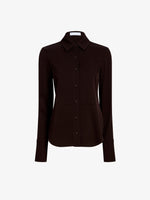 Proenza Schouler Still Life image of Maddi Shirt in Merino Wool Twill in Chocolate