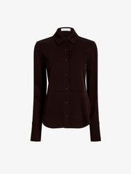 Proenza Schouler Still Life image of Maddi Shirt in Merino Wool Twill in Chocolate