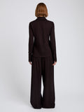Proenza Schouler Back full length image of model wearing Maddi Shirt in Merino Wool Twill in Chocolate