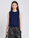 Proenza Schouler Front cropped image of model wearing Makayla Top in Open Weave Flou in Navy