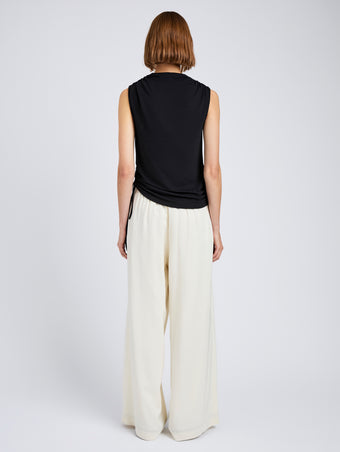 Proenza Schouler Back full length image of model wearing Elna Top in Crepe Jersey in Black