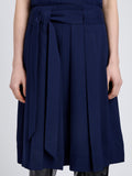 Proenza Schouler Detail image of model wearing Jess Skirt in Open Weave Flou in Navy