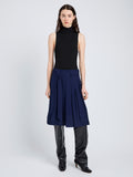 Proenza Schouler Front full length image of model wearing Jess Skirt in Open Weave Flou in Navy