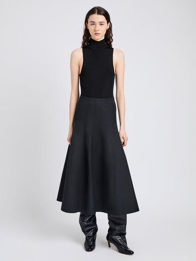 Proenza Schouler Front full length image of model wearing Heidi Skirt in Tech Cotton in Black
